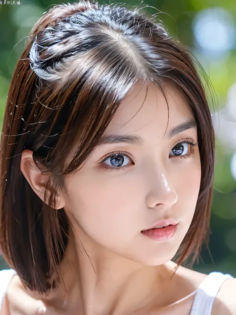 (((32ｋ, high details, high detail、 Masterpiece,  attention to detail , alone))), RAW Photo  &   realistic atmosphere, beautiful dark blue eyes ,Detailed mouth, glossy lips, thin eyebrows, beautiful eyes、 Soft white skin that shines in every detail 、Her dee...