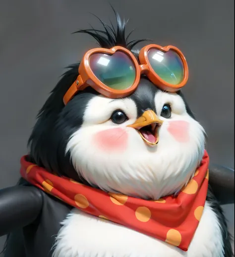 Penguin furry texture scarf texture sunglasses material texture detail HD