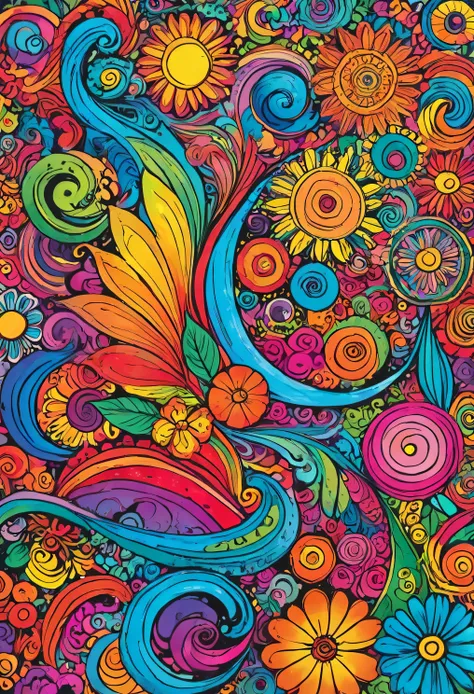 colorful doodle art, hand painting