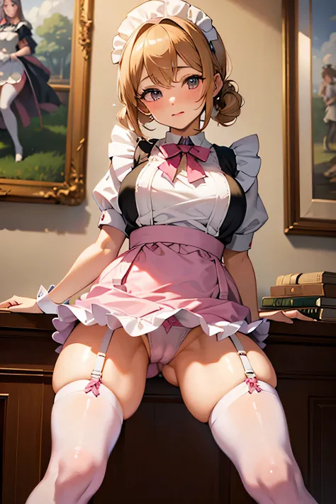 ((best quality)), ((masterpiece)), (detailed),  cute,maid,cameltoe,pink