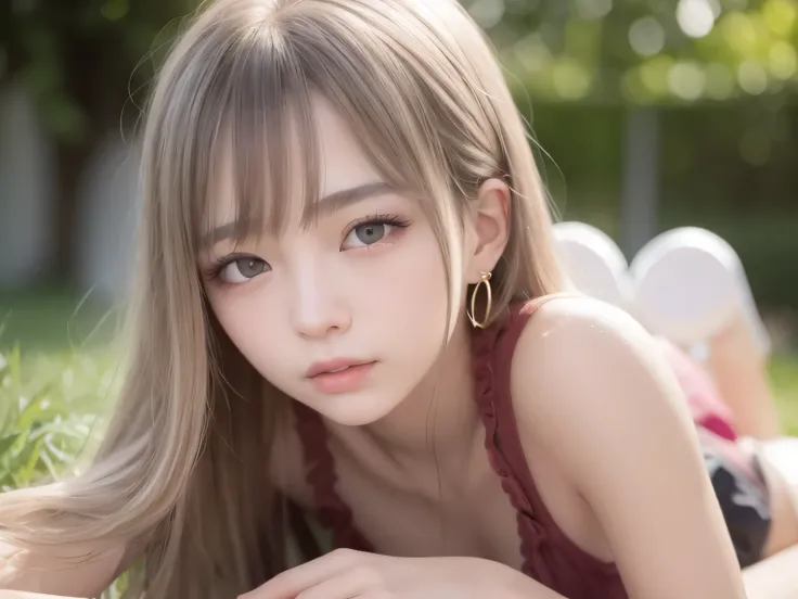 nsfw,((nude)),((16k,raw photo, Masterpiece, Hi-Res)), (((((petites))))) ,((( light red eyes))) ,((lie on back k , Turn butt up ,legs up)), (Perfect eight headed body) ,Transcendental cute Japanese girl , (((Young face , loli style))), 18 year old high scho...