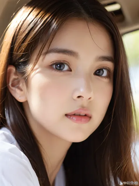 (((32ｋ, high detail on the faces, high detail on the face、 Masterpiece,  attention to detail , alone))), RAW Photo &   realistic atmosphere, beautiful dark blue eyes ,Detailed mouth, glossy lips, thin eyebrows, beautiful eyes、 Soft white skin that shines i...