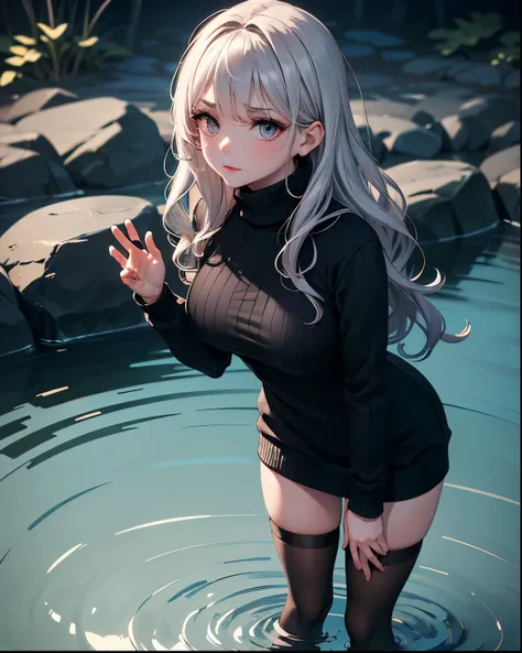  1girl ,((Lineart,color trace)),
Greatest Masterpiece,Highest quality,unbelievably absurd,
long hair,  Silver Hair, wavy hair, with bangs, Black eyebrows,  fine eyes,  gray eyes,  dark red eyeshadow,  light eyeshadow, dark red lips, closed her mouth, hair ...