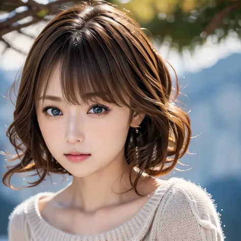 (table top:1.4, Photorealistic:1.4, 8k), Highest quality, masterpiece, Ultra High Definition, perfect dynamic composition, (( light brown hair:1.4、short hair right side ponytail))、high-definition skin and facial textures:1.3, limb details below, (( tota...