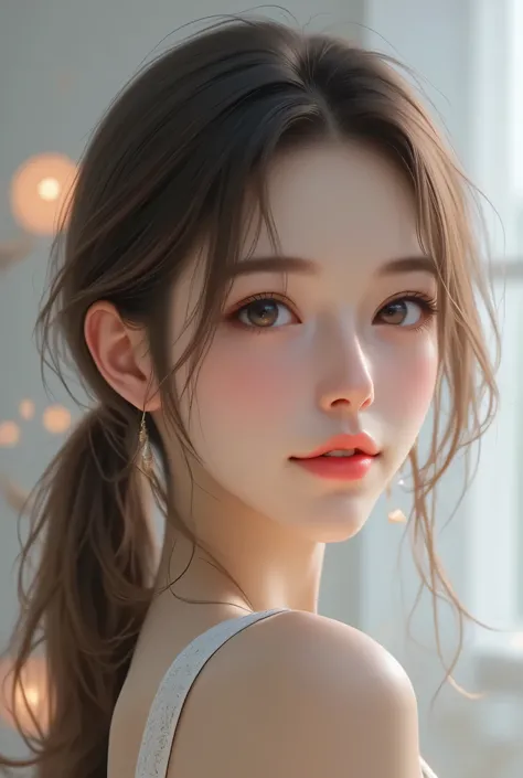 (super cute young face:1.3),
(sparkling clear attractive large glowing eyes:1.3), (japanese idol face:1.5),very beautiful cute girl,(baby face:1.4),exquisite smooth and silky long brown straight hair,fair skin,(happy cheerful smile),professional photogragh...