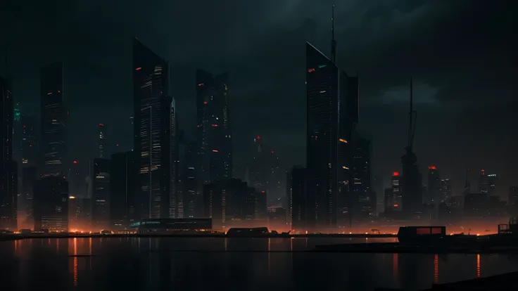 a huge city, black skyscrapers, red mashine eyes watching, cinematic lighting, dramatic atmosphere, architectural details, urban decay, moody colors, gritty textures, industrial elements, imposing scale, futuristic technology, photorealistic, 8K, HDR, phys...