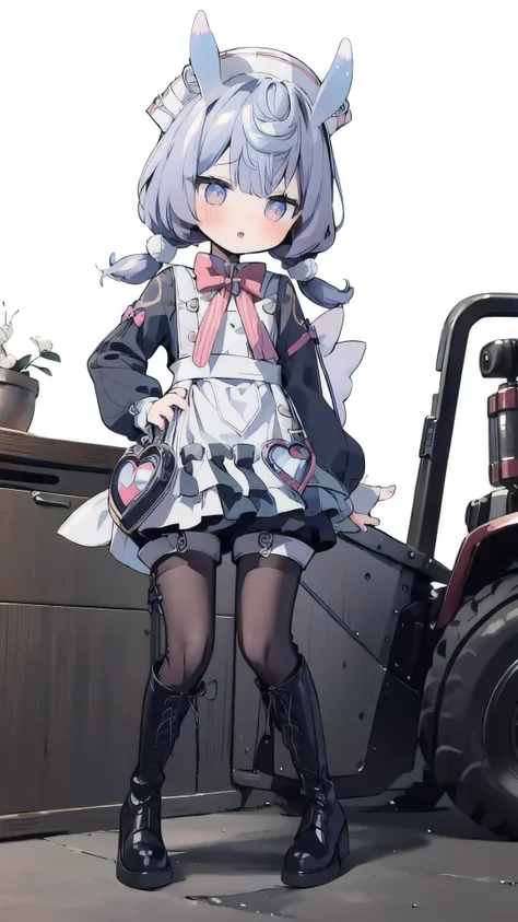 is best,(Kawaii:1.1),(charming),(high resolution:1.2),Extremely Ridiculous Resource :1.3, very beautiful illustration , 1girl ,loli,white_pantyhose, thighhighs_under_boots,Leg_garter,leather,tight,lace-up_boots,fingering,maid,embarrass,hands_on _lap ,playg...