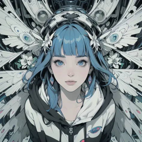 ((((masterpiece, top quality))), ((((32K wallpaper))), mechanical wings, perfect face, detailed hair, headshot, lots of white flowers, gorgeous light leaks, reaper, (((( detailed and complex futuristic mechanical wings)))), ((((beautiful perfect face)))), ...