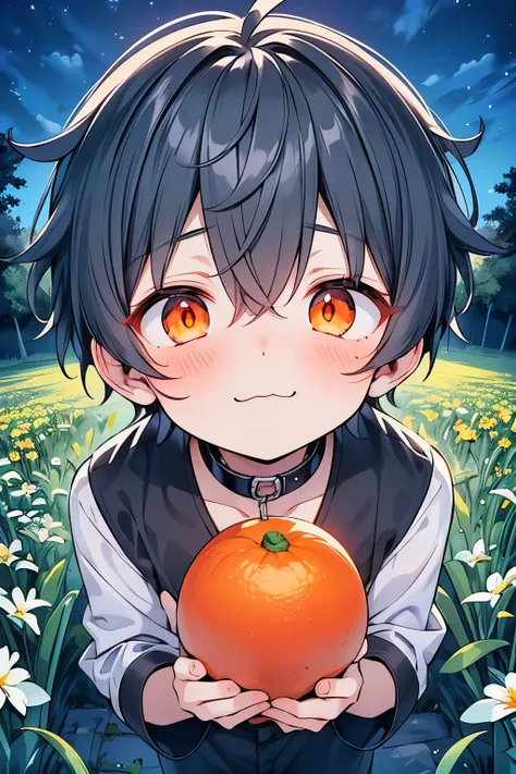 ((1-boy :1.3)),((handsome:1.2)),((adult male:1.15)),((Alone:1.1)),short hair,Red hair,((mandarin orange eyes:1.25)),skinny body,((Peeking out from the soil:1.25)),((eerily glowing eyes:1.3)),((:3:1.25)),((A filled with pleasure:1.1)),((ecstatic expression:...