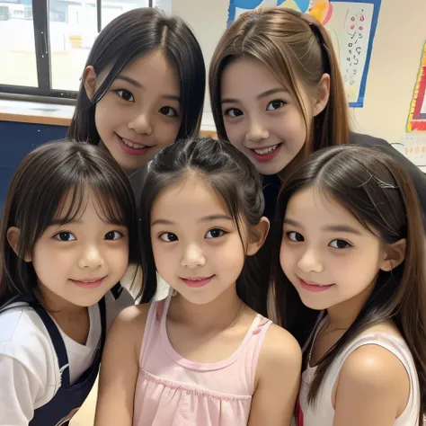(Completely naked下着姿)、((Super cute and popular idol、Four super cute, tiny elementary school girls in one photo))、(masterpiece).A perfect, beautiful, lovely, captivating 's smile、((5 small high-definition whole body photos of 4 people in 1))、((Short Hai...