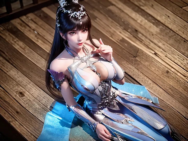 1 girl, Close-up of a woman in a silver blue dress, Cheng Weipan Art Station, Xiuxian Technology Sense, detailed fantasy art, Stunning character art, Epic and beautiful character art, beautiful armor, Extremely detailed artistic sprouts, Detailed digital a...