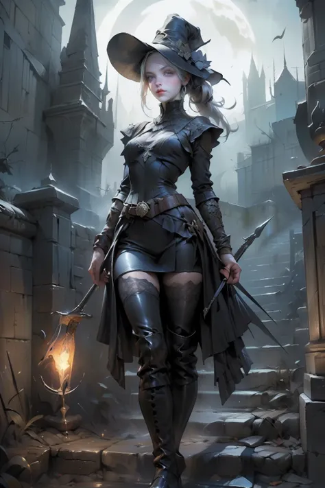 ((best quality)), ((masterpiece)), (detailed), score_9, score_8_up, score_7_up, score_6_up, (1girls), a female occultic knight, witch, knight, wielding a rapier-like sword, perfect face (((mastepiece, of the highest quality, super detailed))), photorealist...