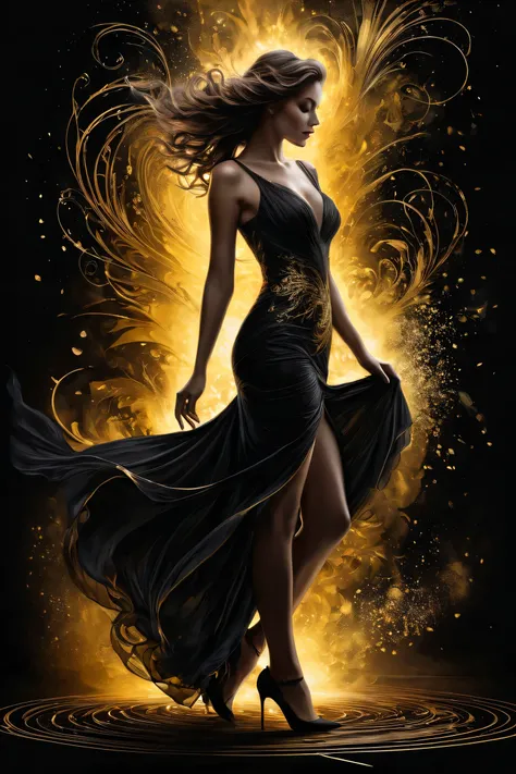 poster, full body,  Shadow art , red outline drawing on a dark  black background,  red light from behind ,  red contour silhouette ,  flowing hair , "(Beautiful silhouette (young) ),  perfect physique ,  slender graceful shapes ,  charming modesty  , ( shy...