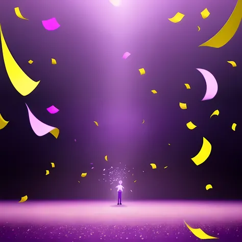 purple background, simple background, confetti, (no people in sight:1.1)