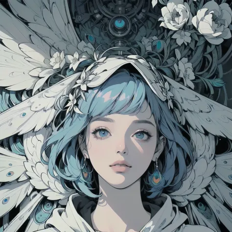 ((((masterpiece, top quality))), ((((32K wallpaper))), mechanical wings, perfect face, detailed hair, headshot, lots of white flowers, gorgeous light leaks, reaper, (((( detailed and complex futuristic mechanical wings)))), ((((beautiful perfect face)))), ...