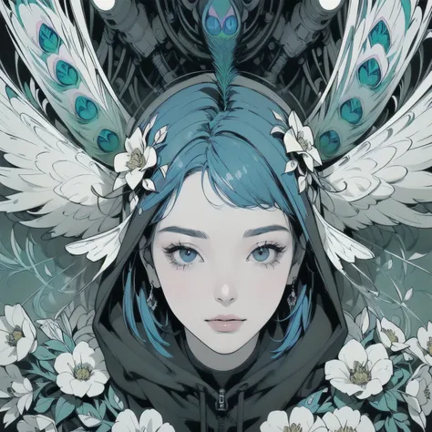 ((((masterpiece, top quality))), ((((32K wallpaper))), mechanical wings, perfect face, detailed hair, headshot, lots of white flowers, gorgeous light leaks, reaper, (((( detailed and complex futuristic mechanical wings)))), ((((beautiful perfect face)))), ...