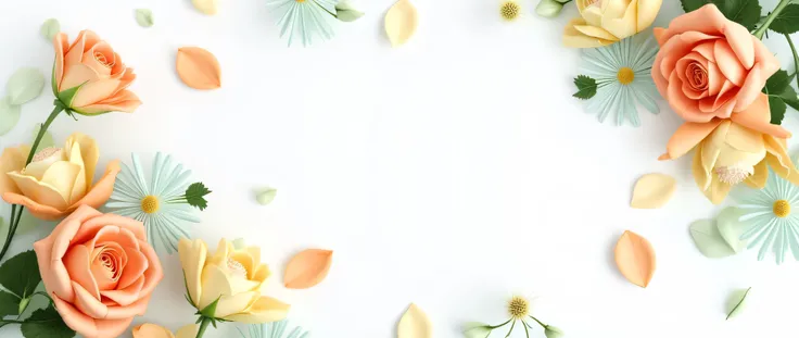 This image is a digital template or design featuring a floral arrangement. Let's analyze its features and potential uses:

Features:

Style: The style is minimalist, elegant, and romantic. The use of pastel colors, a simple composition, and natural element...