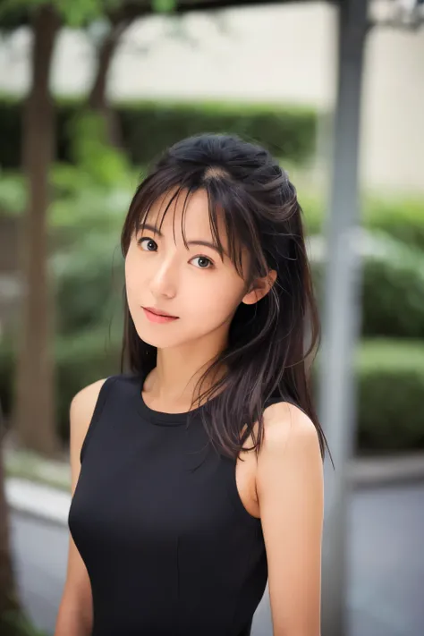 (High reality photograph, high resolusion, detailed face, detailed eyes), Skinny Japanese woman, 40 years old, cute face, various face expression, solo:1, skinny figure, black long hair, wearing tight dress, emphasizing very thin waist, alone in a photo, s...