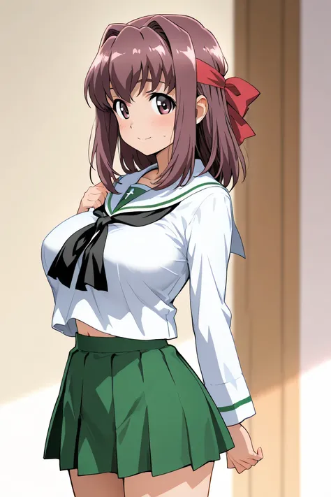 kondou taeko,ooarai school uniform,1girl,solo,