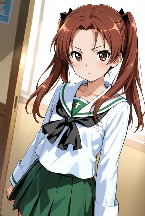 kadotani anzu,ooarai school uniform,1girl,solo,