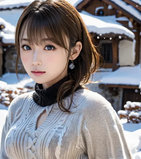 (table top:1.4, Photorealistic:1.4, 8k), Highest quality, masterpiece, Ultra High Definition, perfect dynamic composition, ((light brown hair:1.4、short hair right side ponytail))、high-definition skin and facial textures:1.3, limb details below, (( total...