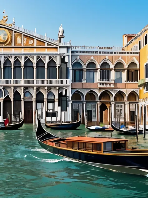 arafed view of a building on the water with a boat in front, a digital rendering by Canaletto, pixabay, renaissance, italian renaissance architecture, ornate palace made of green, venice biennale, venice, intricate venetian patterns, trending photo, master...