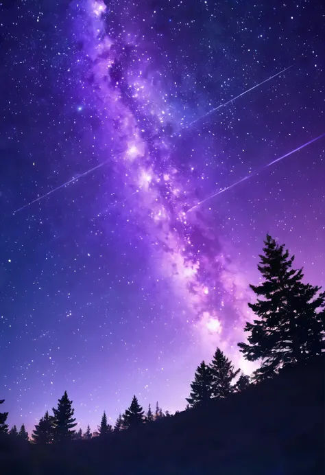 purple sparkling starry sky