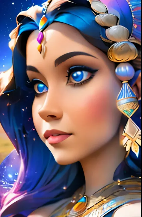 a close up of a woman in a dress standing in the desert, goddess of space and time, cosmic goddess, moon goddess, celestial goddess, goddess art, earth goddess mythology, goddess of travel, lunar goddess, egyptian princess, jen bartel, goddess of the moon,...