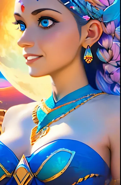 a close up of a woman in a dress standing in the desert, goddess of space and time, cosmic goddess, moon goddess, celestial goddess, goddess art, earth goddess mythology, goddess of travel, lunar goddess, egyptian princess, jen bartel, goddess of the moon,...