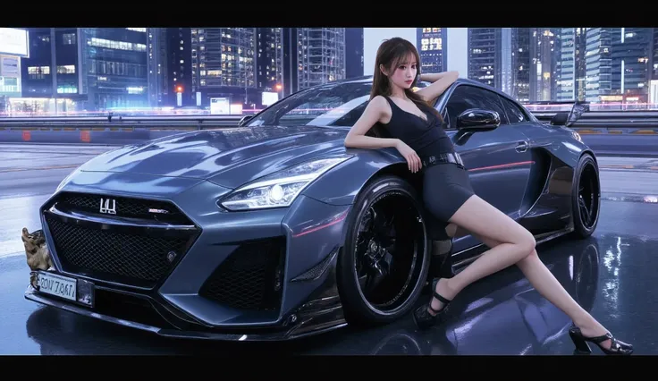 car and sexy japanese woman