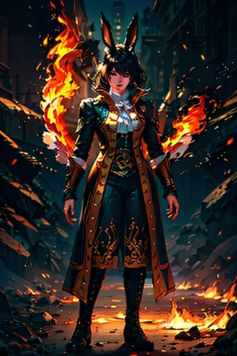 This character is preparing a fire spell on a battlefield