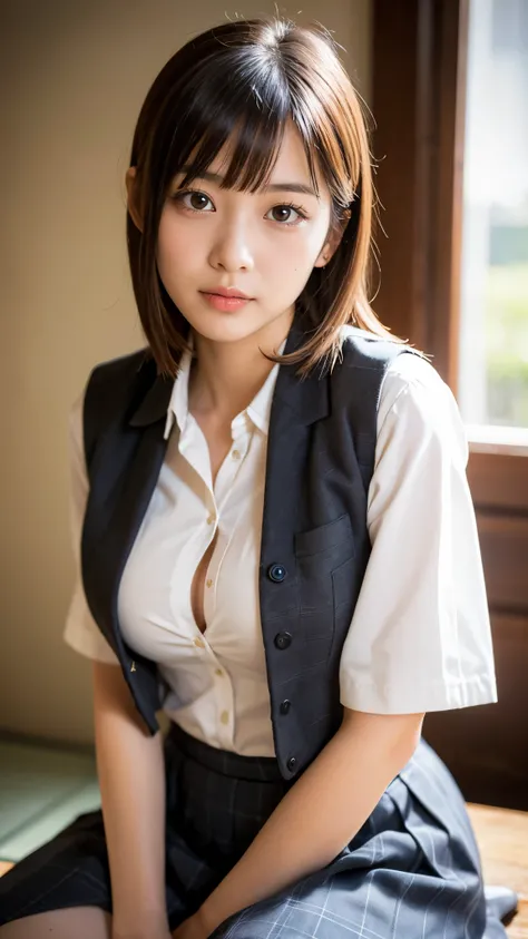 Highest quality,  Focus on Your FACE , Soft light,  Ultra High Definition, ( photorealistic:1.4),  RAW photo,
 1 japanese girl, alone, cute, (pupil, pupilに光),    beautiful face with great attention to detail , ( small breasts),( high resolution detail of h...