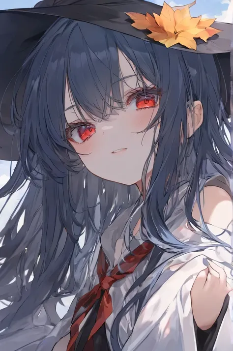 ， Top  ，  Best Quality ，   Official Art  ，cool, beauty, And pick   ， Very detailed （ Split Art 1   .2），Most Detailed ，   A Girl ，   face expressionless face   ，  Dark Blue Long Hair    ，  wearing a wizard hat，   dark red eyes   ， Very detailed  ,    High d...