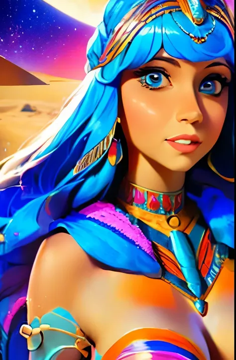 a close up of a woman in a dress standing in the desert, egyptian art by Jason Benjamin, cg society contest winner, psychedelic art, goddess of space and time, cosmic goddess, moon goddess, celestial goddess, goddess art, earth goddess mythology, goddess o...