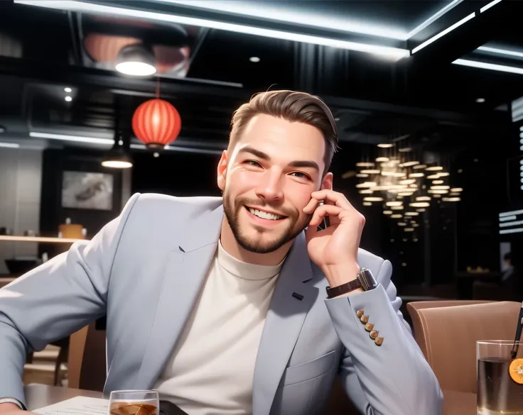 smiling man in a gray suit sitting at a table with a glass of water, andrei riabovitchevy, profile image, profile photo, andrei ryabovichev, andreas m wiese, mariusz lewandowski, pawel rebisz, photo taken in 2 0 2 0, professional picture, krzysztof kononow...