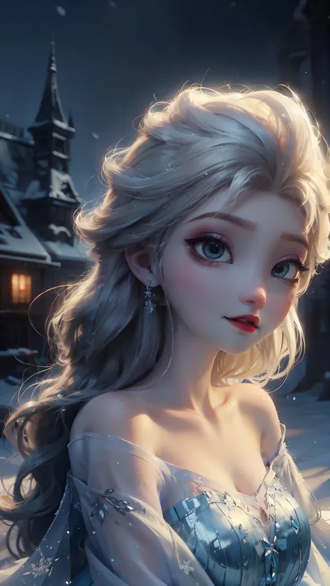 8k，high quality，scenery，mid shot，Beautiful goddess of ice and snow, Snow white and smooth skin，exquisite and beautiful face，slender body，huge breasts，long legs，medium hipbone，Ice mage, ice element, Intricate design and details, weird mist, cold, Blizzard s...