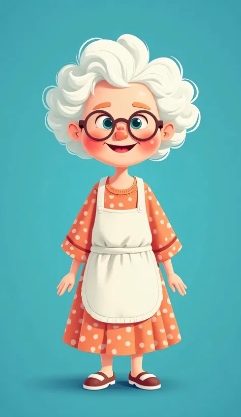 cartoon granny, blue background