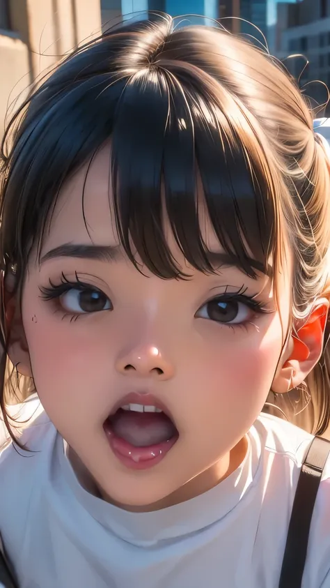 young woman、smile、(( search 。 the hairstyle is random))、 blanking 、(( masterpiece、 high image quality 、16k))、 staring closely at the viewer, (( random design springwear))、EXPLORE THE CITY AT NIGHT , big breasts, plump body, button gap , {pmb...