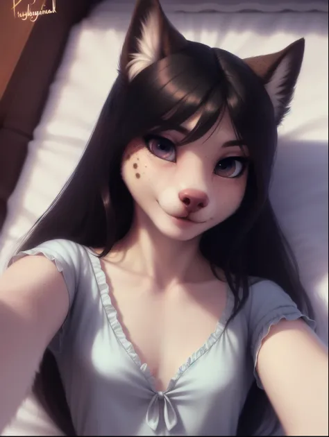 ((Realistic portrait, anthropomorphic dog, cute deep v neck blouse, 16yo)), flat chest, small breasts, anatomically correct, Schlank, Hochgeladen E621, detailed flauschige fur, (von Fluff-Kevlar, Iskra, personalami, wolfy-nail, Pino Daeni), realistic, ultr...