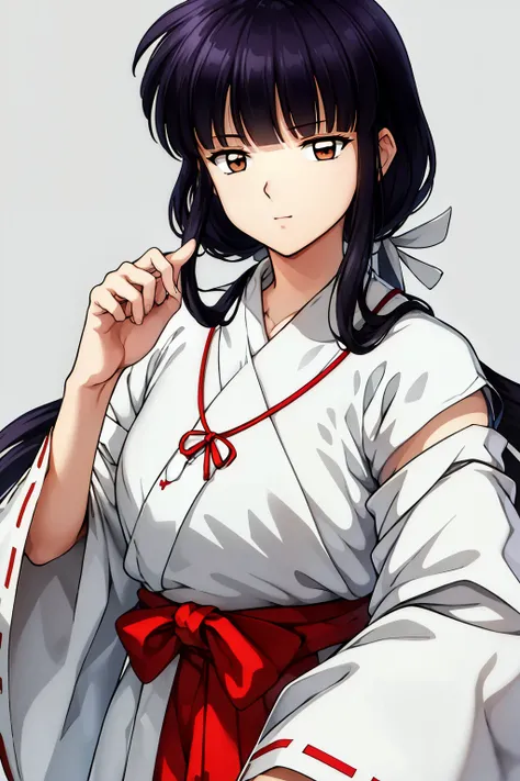  simple white background,
white kimono ,White Japanese Clothes ,Wide sleeves,
 red hakama on the futon ,red skirt,
 bangs, blunt  bangs, brown eye,  long hair,black hair,
, 20 years old,junior, beautiful Finger, beautiful long legs, beautiful body,
 beauti...