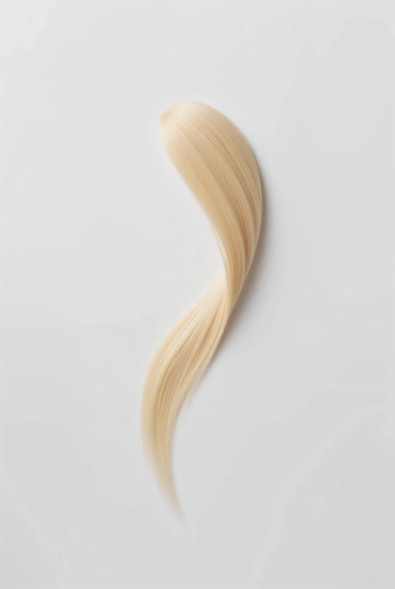 a strand of smooth straight hair in beige color,light gray background,natural light,Minimalism