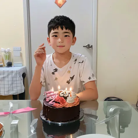 there is a young boy sitting at a table with a cake, he is! about 3 0 years old, he is about 2 , he is 3 , holding a birthday cake, he is about 30 years old, he is about 3 0 years old, celebrating a birthday, he is about 4 0 years old with 4k quality pictu...