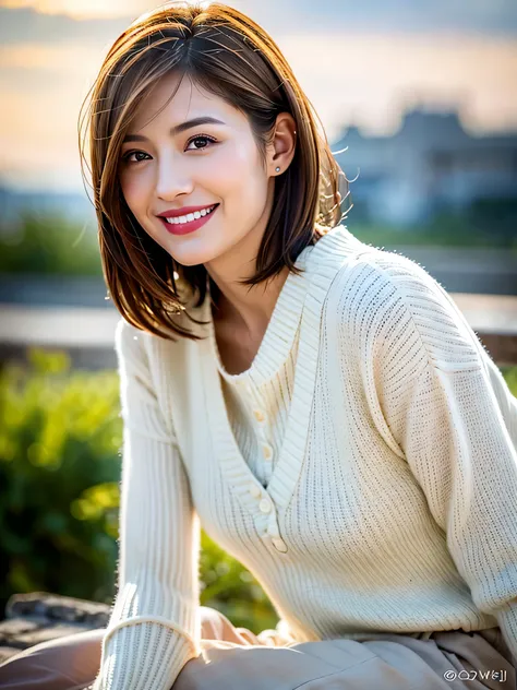 ((White Wine)),((  wine glasses)),(realistic, superrealistic:1.4), 16K HDR,  high image quality,((White Wine)),((  wine glasses)),turtleneck shirt,Age 33,29 years old,happy smile, short hair,  best smile、japanese actress, is so beautiful(  just like the re...