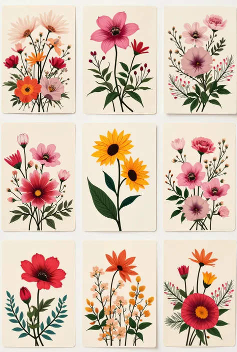 13 Flower post cards for national women day