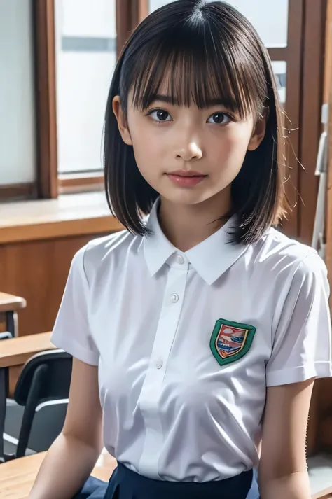 (  top quality:1.1), (  Masterpiece:1.0),  in the seat , high school student model , Medium bust,  Embarrassing Expression,  pinkの頬, bangs,   floating hair  ,  beautiful brown eyes, (   Cover Depth :1.5), (  high resolution:0. 1),  Damp belt ,  high defini...