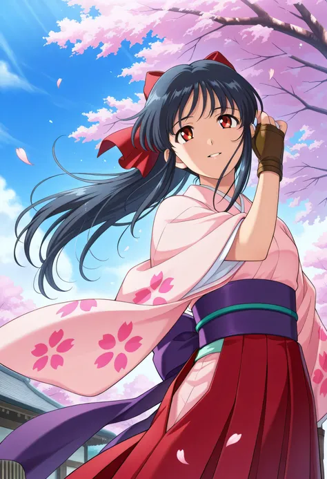 detailed eyes, beautiful, detailed background, perfect eyes,
source_anime, very aesthetic, anime coloring, masterpiece, official art,
BREAK,
sakura tree, japanese village, sakura petals, windy, floating hair,
cowboy shot, dynamic angle,
looking up, hand on...