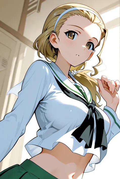 sasaki akebi \(girls und panzer\),ooarai school uniform,1girl,solo,