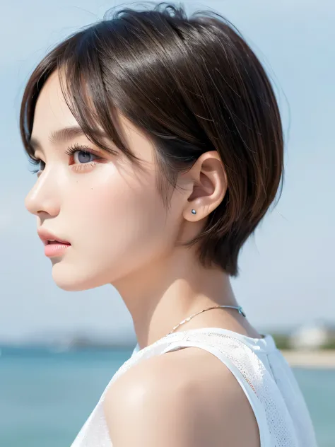 1 girl, (masterpiece:1.3), (4K, Born, sharp concentration, delicate, Beautiful composition, 最high quality,) (realistic:1.4), high quality, very well detailed,((profile in landscape orientation from:1.3))、Big Ears、(realistic skin), (intricate details), (Lat...