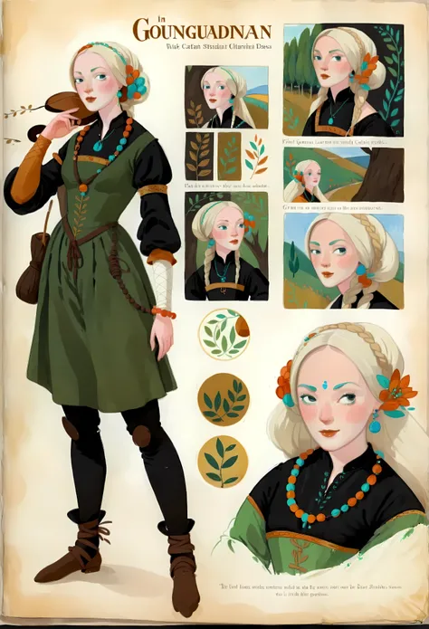 score_9, score_8_up, score_7_up, score_6_up, score_5_up, score_4_up, 1_woman, pale skin, long_hair, wearing a vibrant long peasant medieval dress, detailed clothing, sketches, detailed thick gouache painting, illustration, in gougoupaintleaves style:1.5, h...