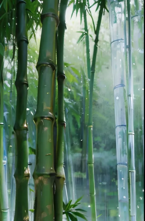 a close up of a bamboo tree with water droplets on it, beautiful nature, nature wallpaper, green rain, after the rain, wet from rain, beautiful natural background, beautiful wallpaper, bamboo, dewdrops, hd wallpaper, dew drops, after rain, really beautiful...